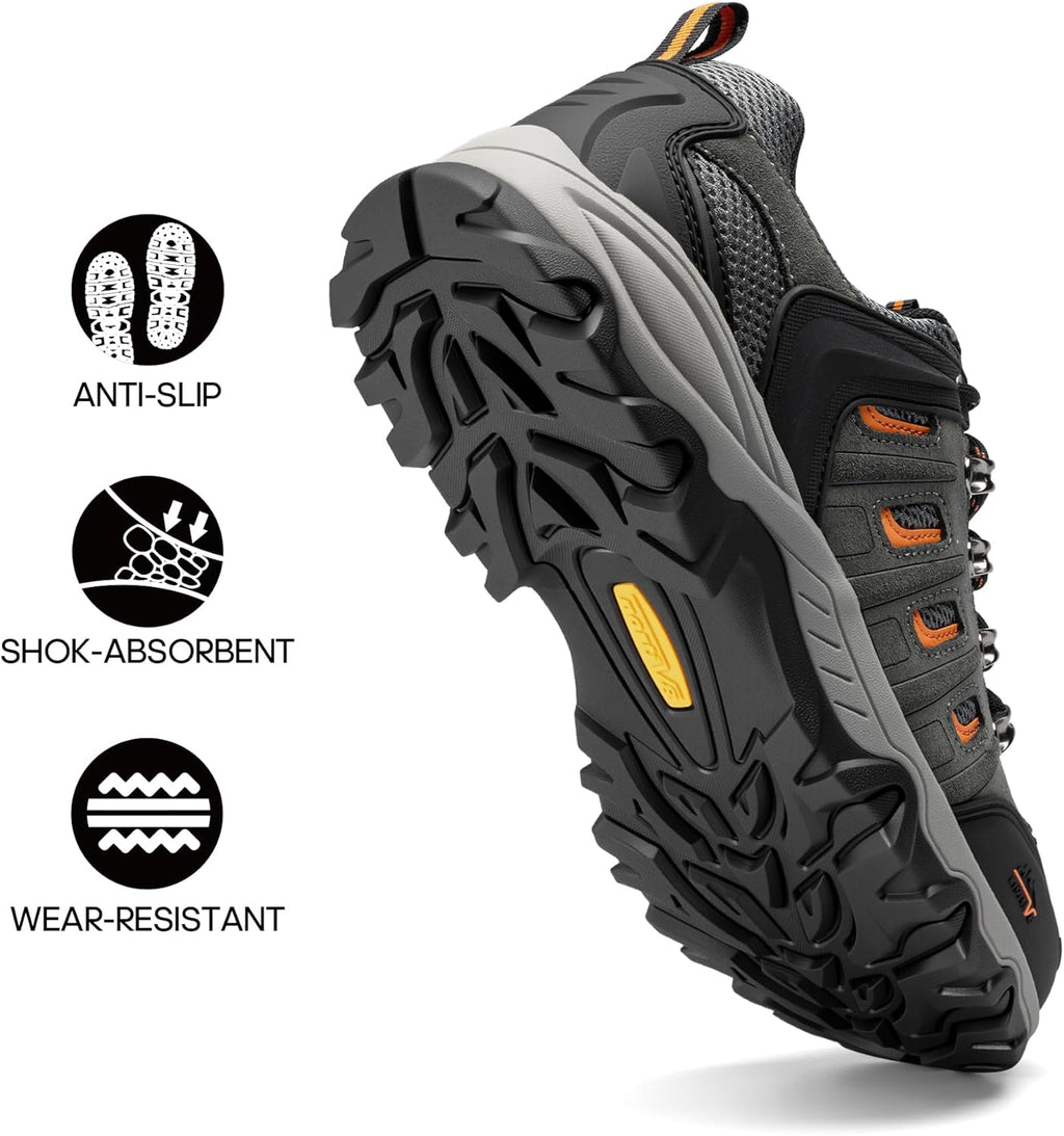 Men'S Waterproof Hiking Shoes Leather Low-Top Hiking Shoes for Outdoor Trailing Trekking Camping Walking Quest