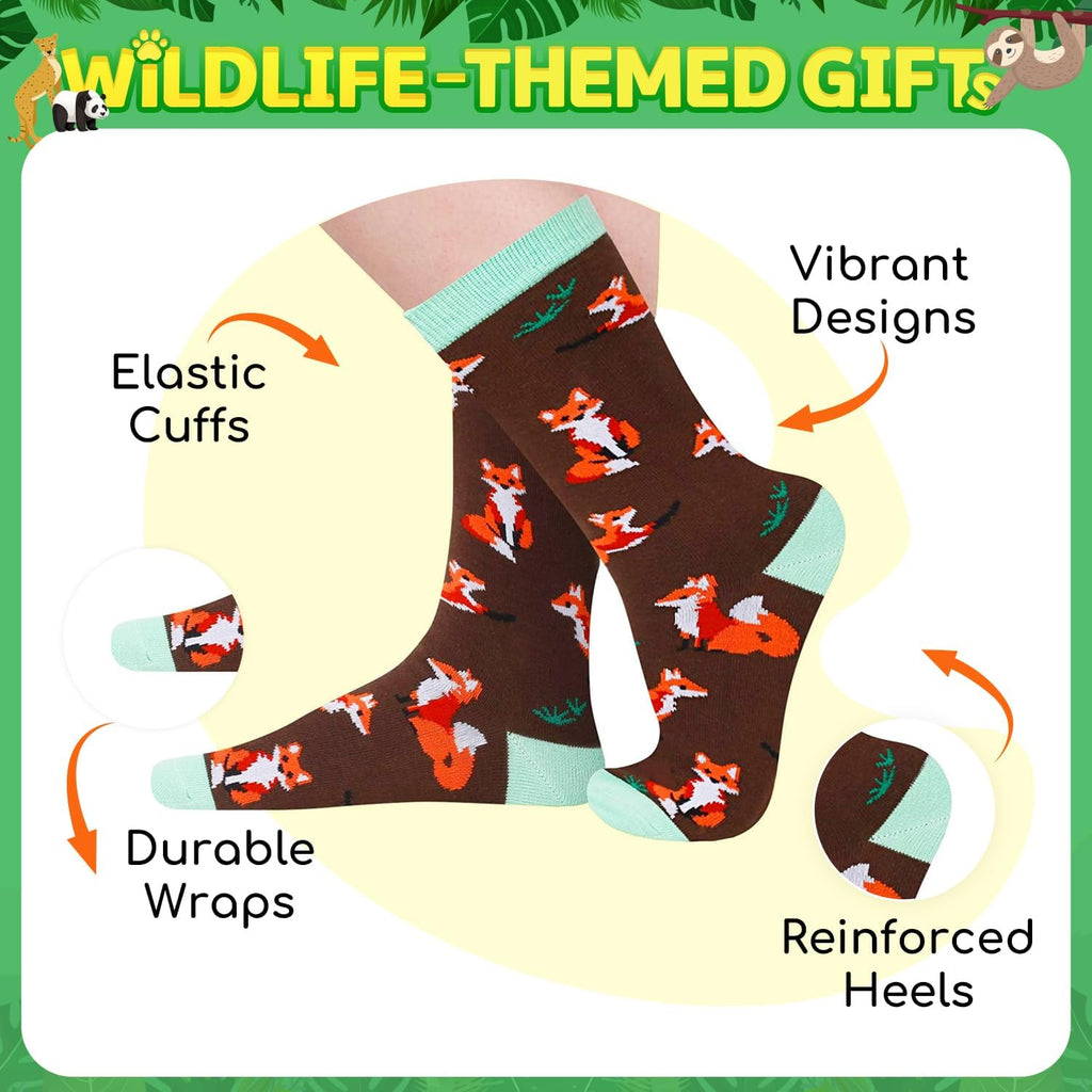 Funny Socks for Women - Novelty Crazy Cute Fox Sloth Socks, Fox Sloth Gifts for Teen Girls