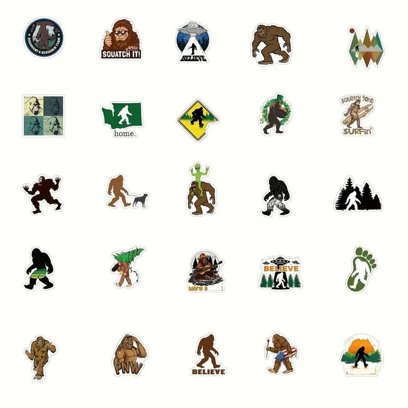 Assorted Bigfoot Sasquatch Sticker Pack - 20 Pcs - Decals for Laptops Phones