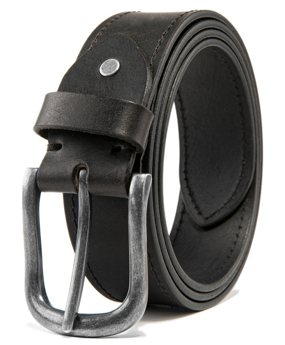 Men’S Top Grain Leather Belts Casual Jeans Solid Belts for Men 1.5Inch Width