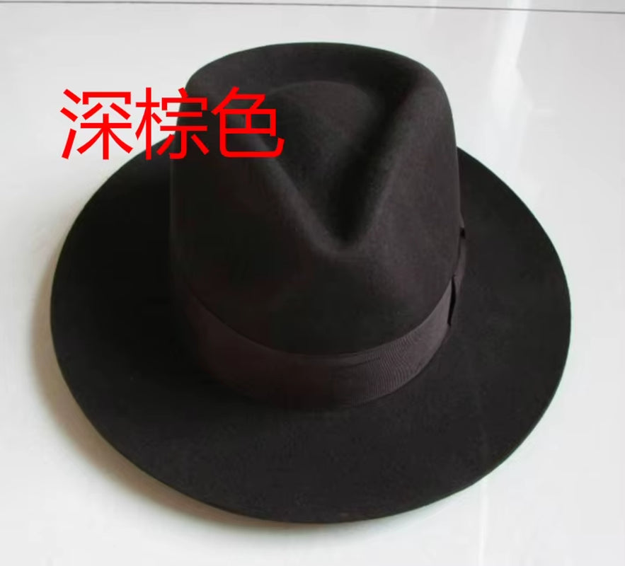 Wool Fedora Hat Unisex Felt Fedoras Hats Adult Fashion Trilby Hats Popular Headwear Wool Fedora Trilby Hats Man'S Cap B-8130