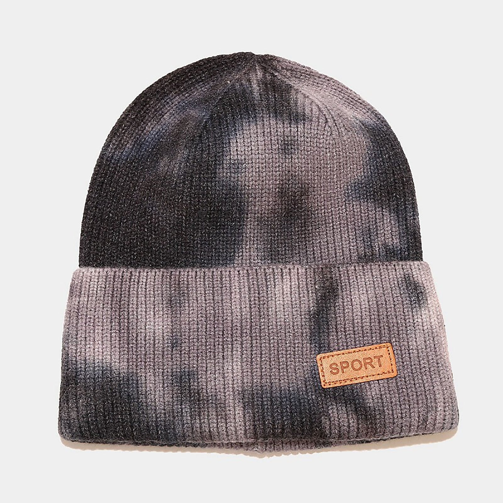 Winter Hats for Men Women Hat Warm Cable Knit Tie Dye Hats Soft Stretch Thick Cute Knitted Cap for Cold Weather Hats