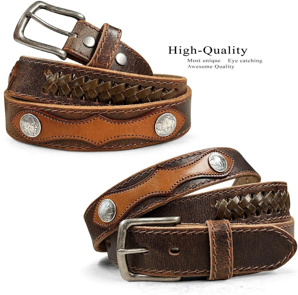 Western Cowboy Full Grain Leather Belt 1-1/2"(38Mm) Wide- Multiple Choices