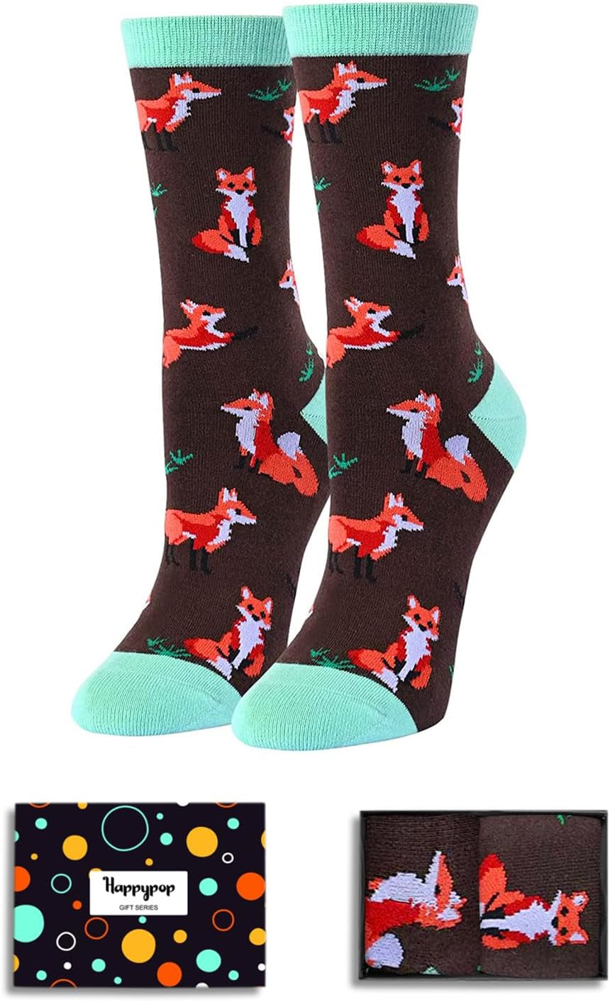 Funny Socks for Women - Novelty Crazy Cute Fox Sloth Socks, Fox Sloth Gifts for Teen Girls