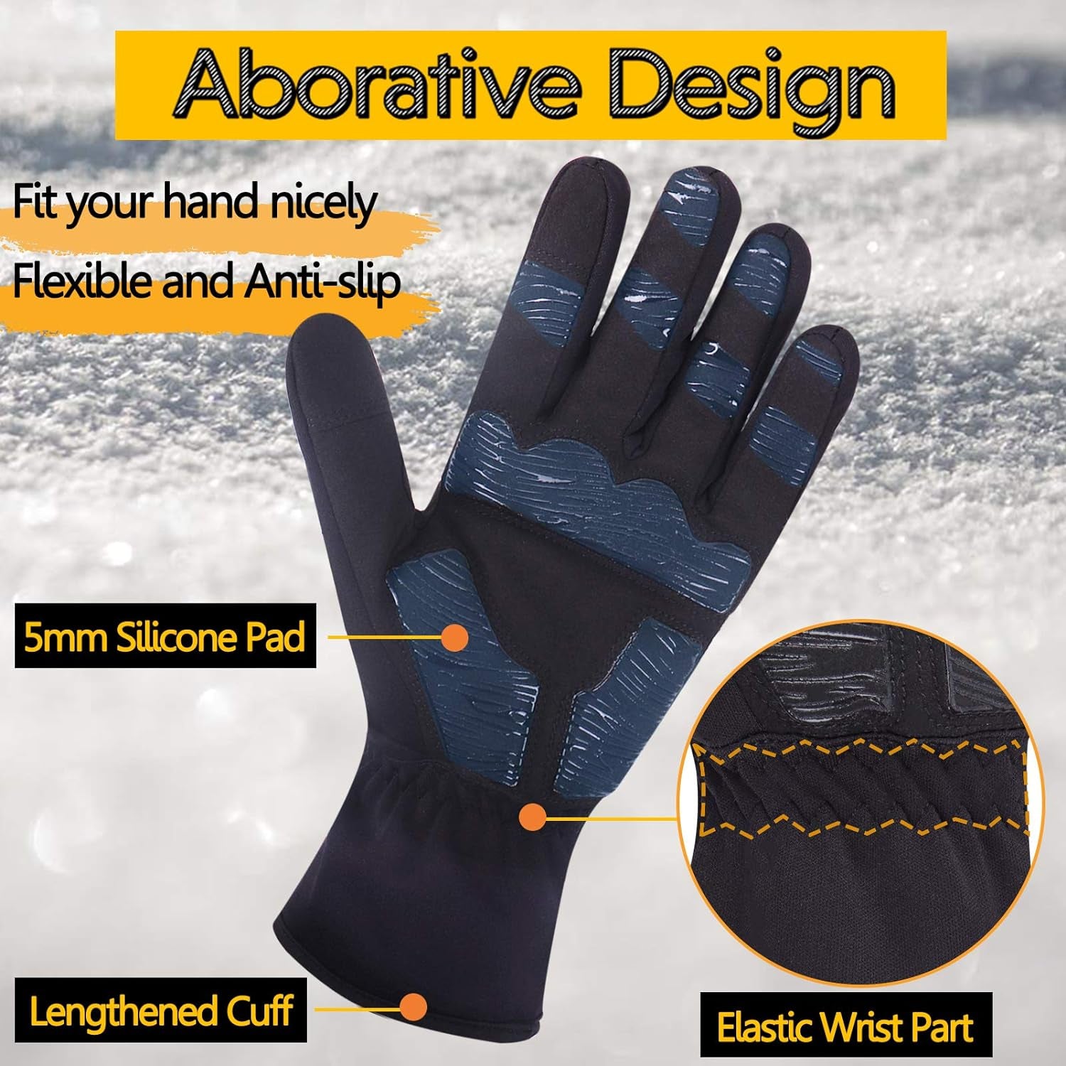 Winter Gloves Waterproof Gloves Cycling Gloves Bike Gloves Biking Gloves Driving Gloves Riding Gloves Touchscreen Gloves Snow Gloves Ski Gloves Bicycle Gloves for Men Women (Black, XXL)