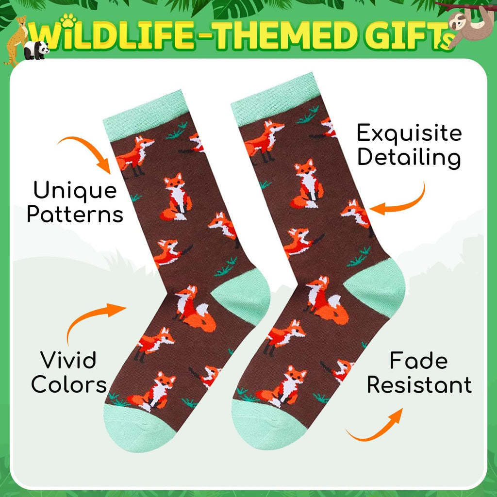 Funny Socks for Women - Novelty Crazy Cute Fox Sloth Socks, Fox Sloth Gifts for Teen Girls