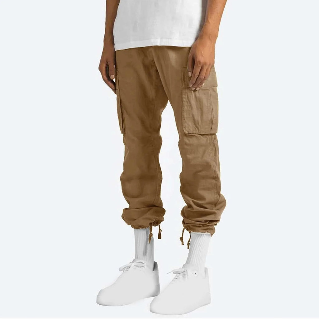Cargo Pants for Men Relaxed Fit Causal Slim Beach Work Streetwear Khaki Baggy Pants with Zipper Pockets
