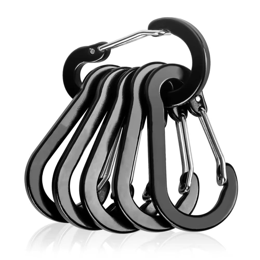 6Pcs Outdoor Carabiner Keychain D Shape Mini Carabiner Buckle Hook Multifunctional Hiking Backpacking Tools