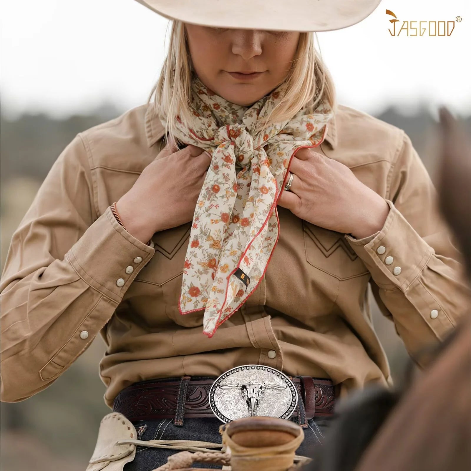 Western Belts for Men Floral Engraved Leather Belts with Cowboy Longhorn Bull Buckle