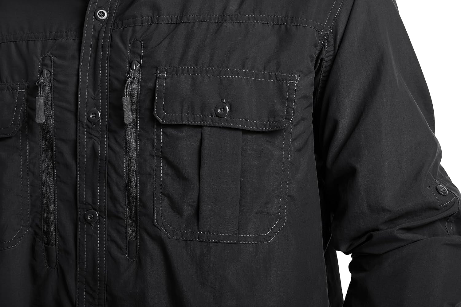 Men'S UPF 50+ Sun Protection Shirts, Button down Long Sleeve Shirt for Hiking, Fishing, Safari