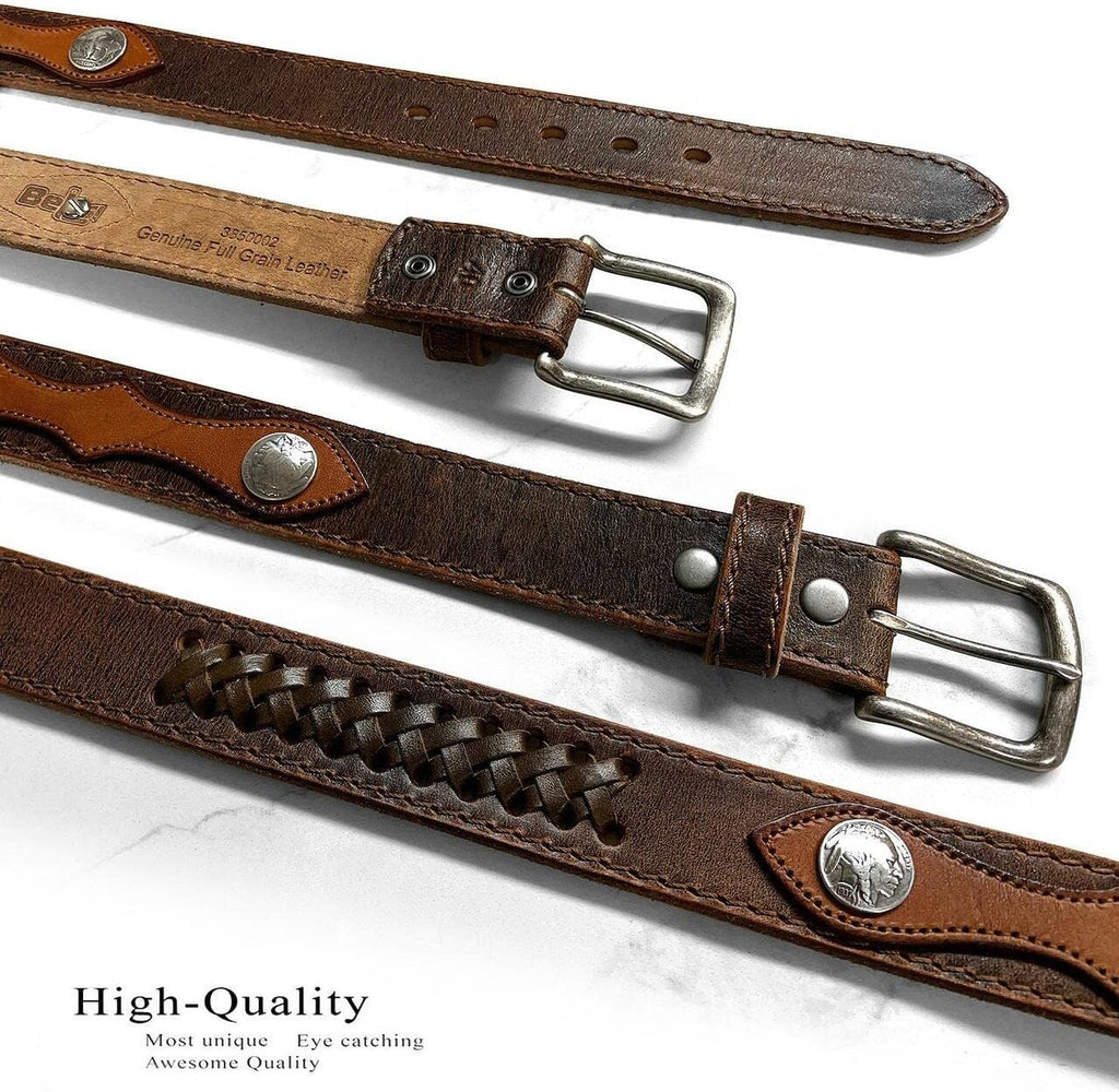 Western Cowboy Full Grain Leather Belt 1-1/2"(38Mm) Wide- Multiple Choices