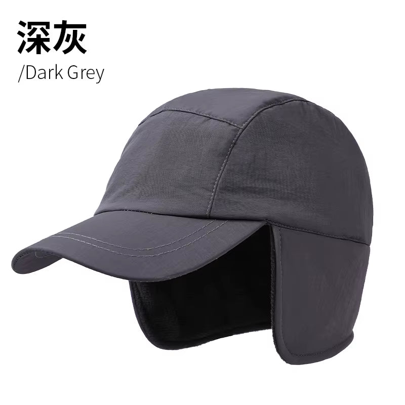 Duck Cap Hat Autumn Winter Polar Fleece Cap Warm Ear Protection Thick Functional Workwear Baseball Cap Muffs Men Women