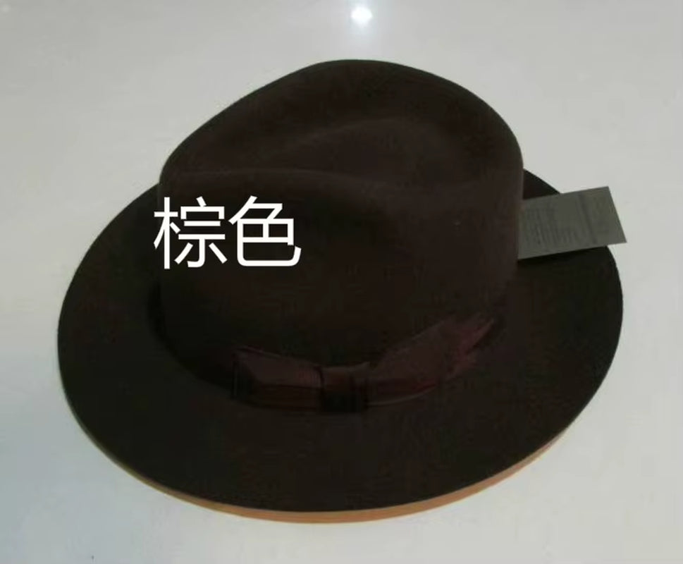 Wool Fedora Hat Unisex Felt Fedoras Hats Adult Fashion Trilby Hats Popular Headwear Wool Fedora Trilby Hats Man'S Cap B-8130