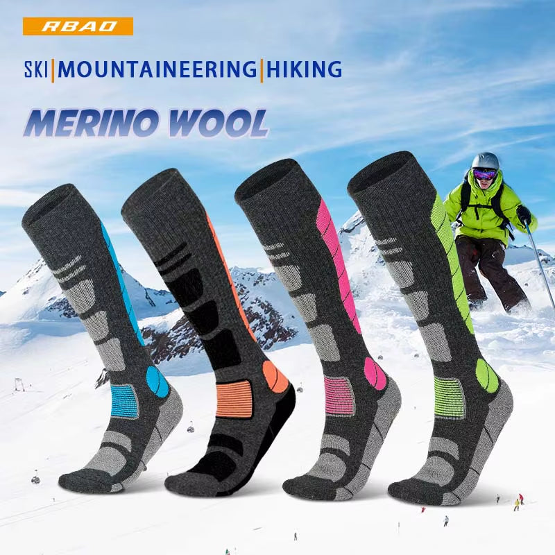 Merino Wool Thermal Socks Long Tube Outdoor Sports Thermal Socks Ski Hiking Ski Mountaineering Sports Socks for Men Women