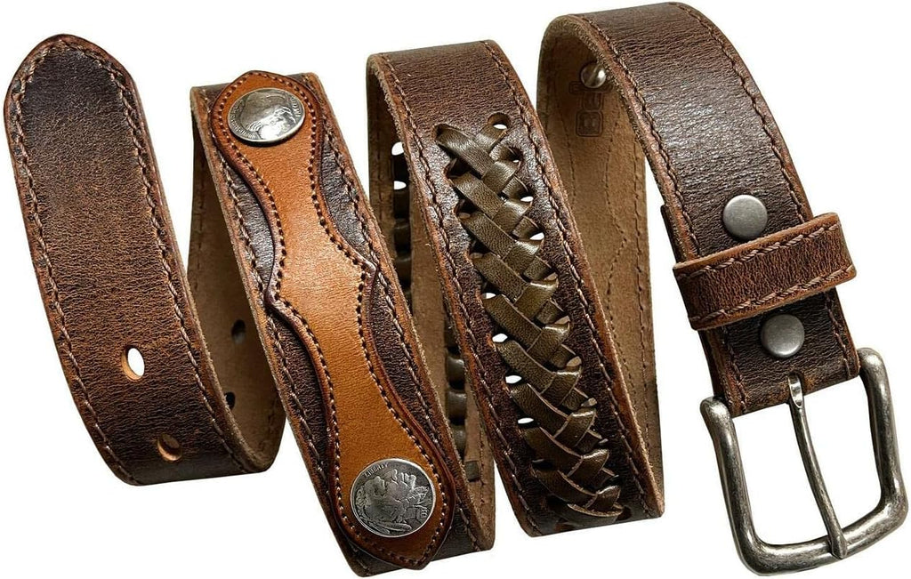 Western Cowboy Full Grain Leather Belt 1-1/2"(38Mm) Wide- Multiple Choices