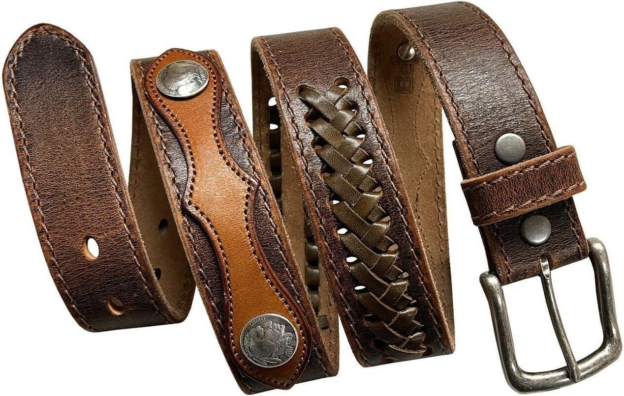 Western Cowboy Full Grain Leather Belt 1-1/2"(38Mm) Wide- Multiple Choices