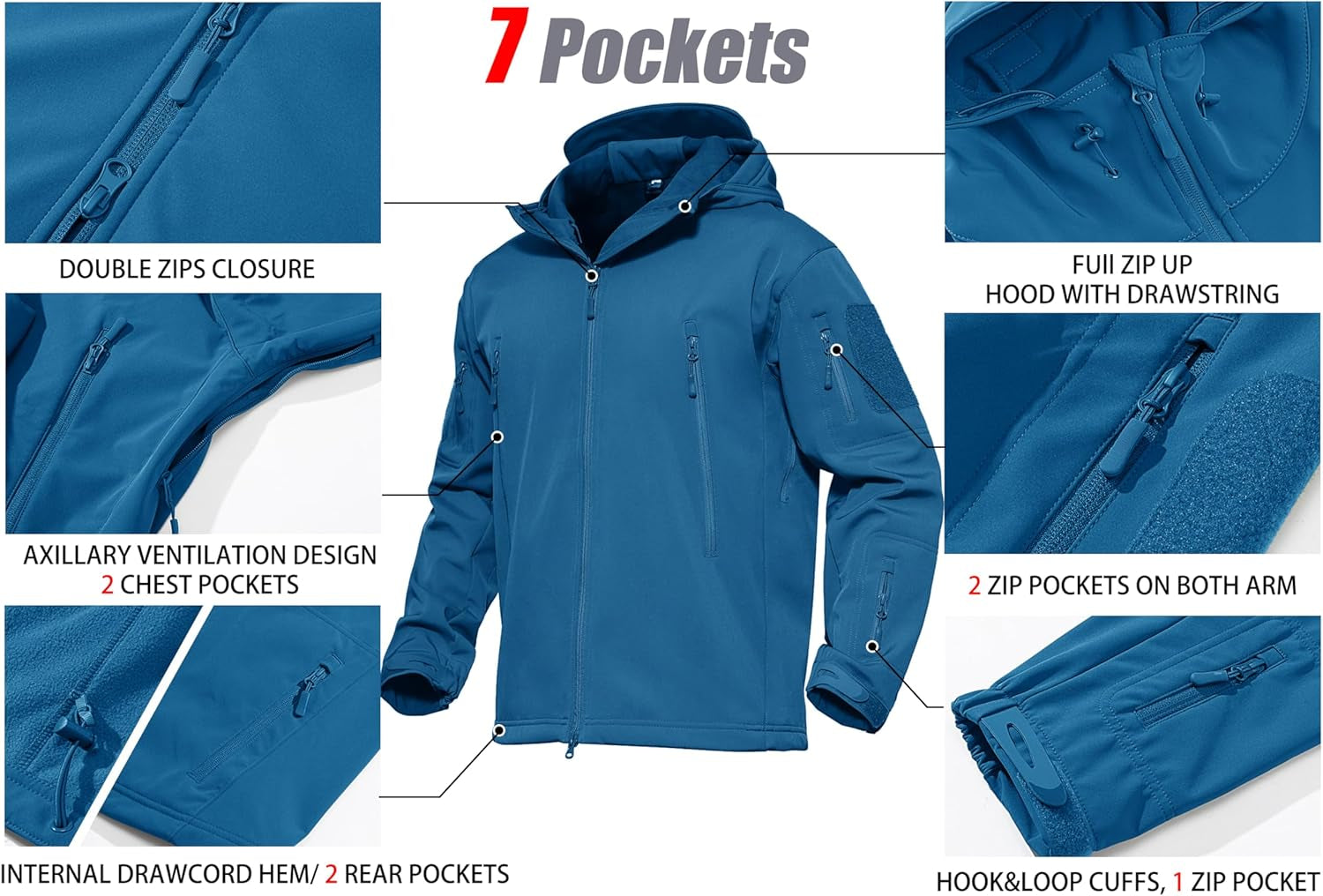 Men'S Jacket Tactical Performance Waterproof Softshell Jackets Fleece Lined Ski Snow Winter Windbreaker