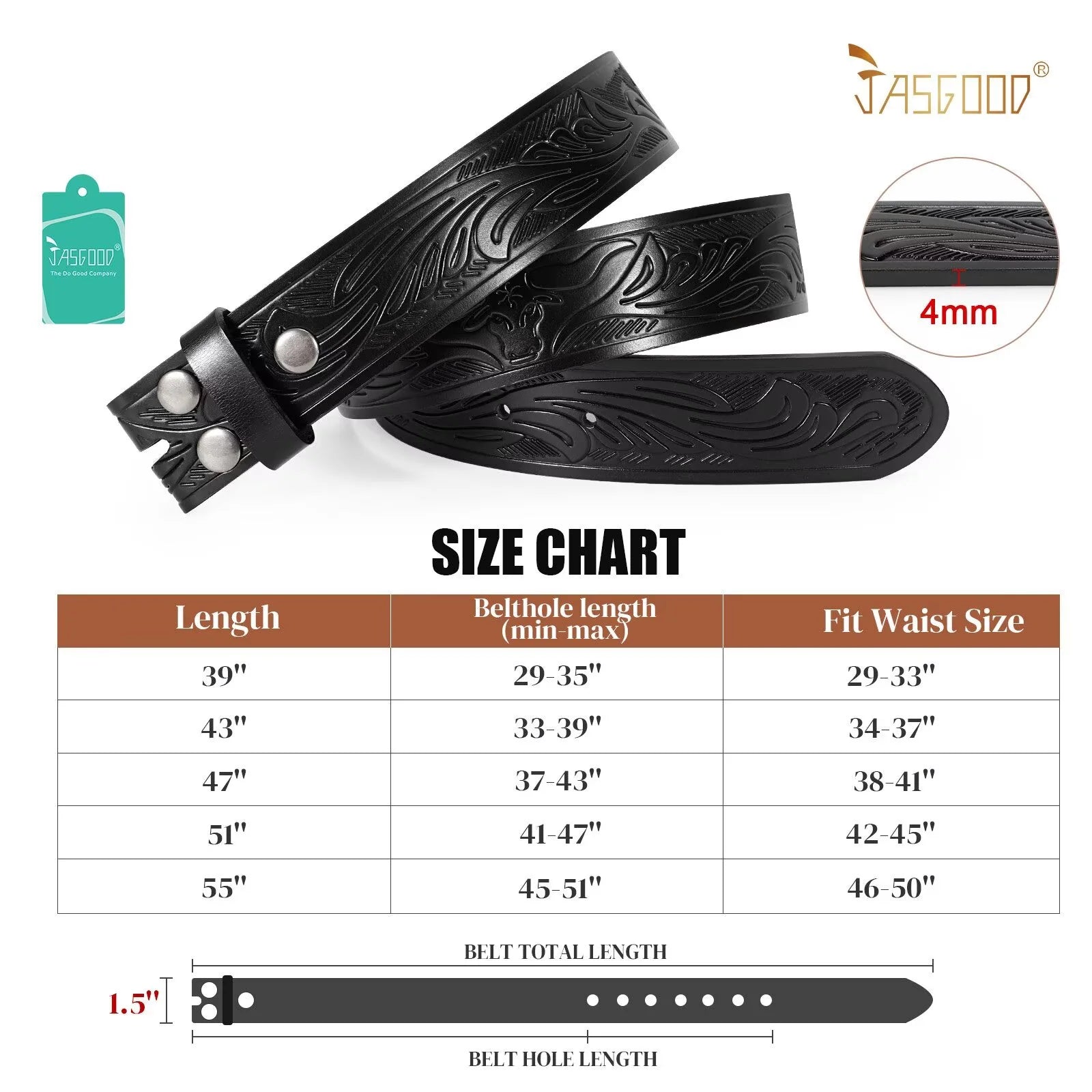 2 Pack Western Leather Belts for Men Woman without Buckle, Cowboy Cowgirl Belt Strap for Jeans Gift Belts