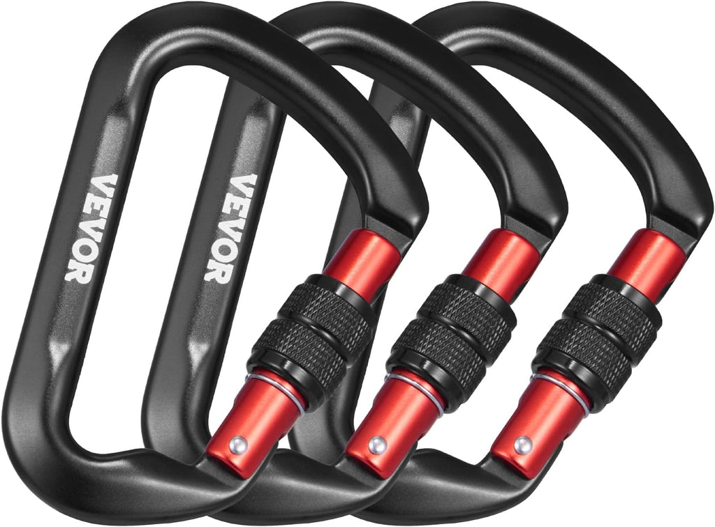 Climbing Carabiner Clips, 3 PCS Heavy Duty Carabiner, Professional 30Kn(6744Lbs)