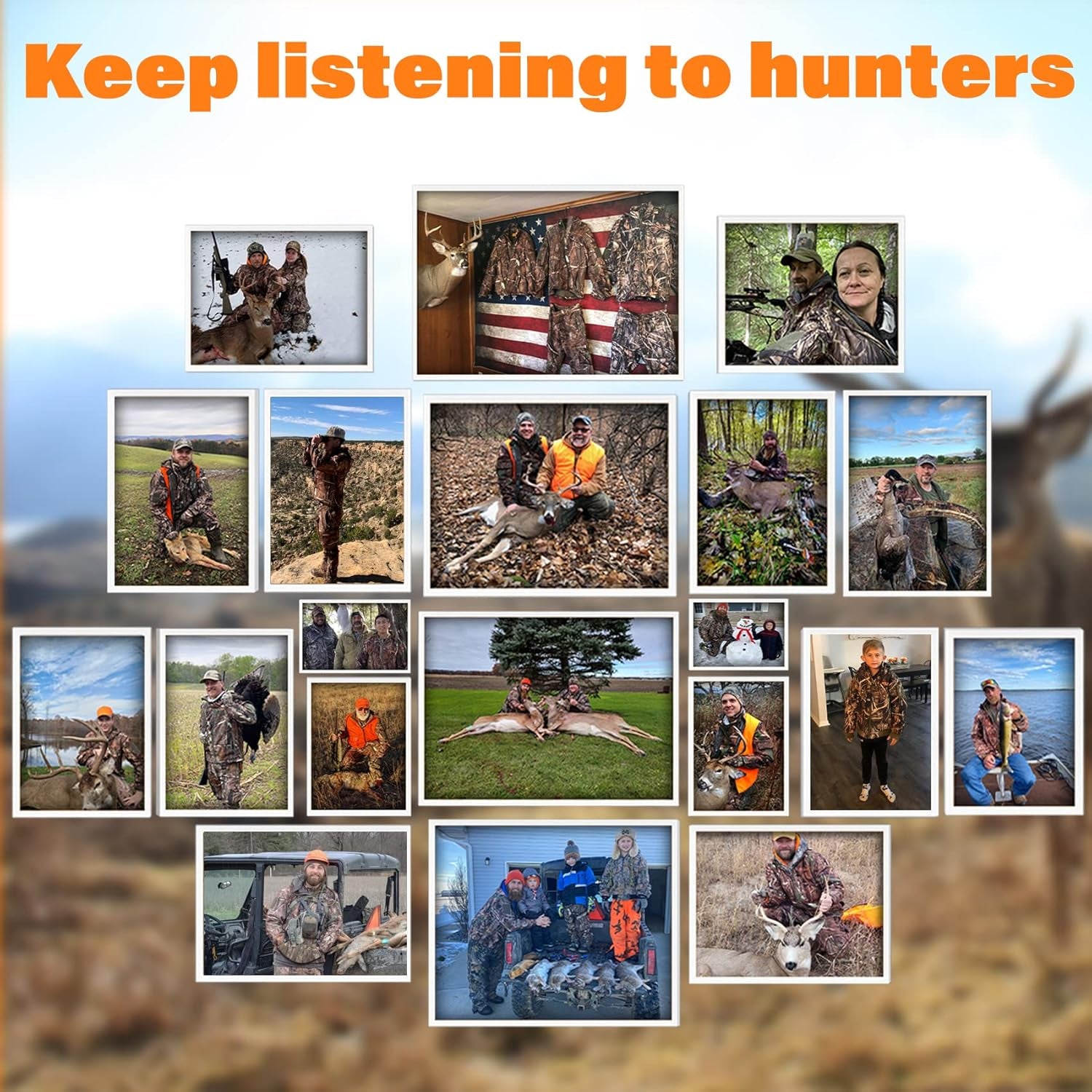 Quiet Hunting Clothes for Men, Camo Hunting Jacket and Pants, Water Resistant and Insulated