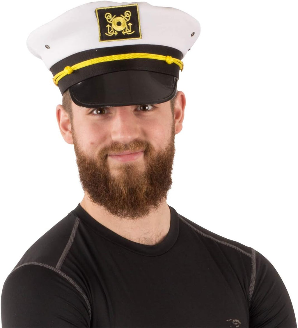 Adult Captain'S Yacht Hat and White Cotton Sailor Hat - Nautical Party Hats - Sailor Dress up Hats