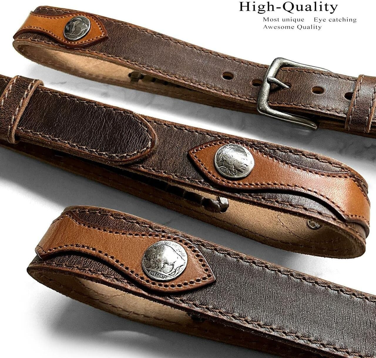Western Cowboy Full Grain Leather Belt 1-1/2"(38Mm) Wide- Multiple Choices
