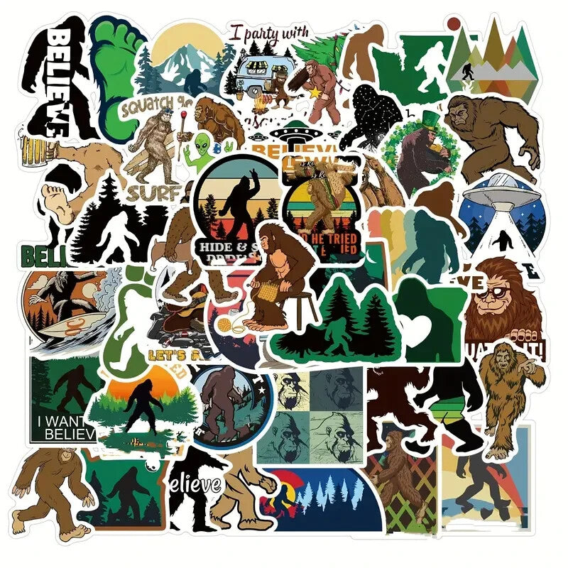 Assorted Bigfoot Sasquatch Sticker Pack - 20 Pcs - Decals for Laptops Phones