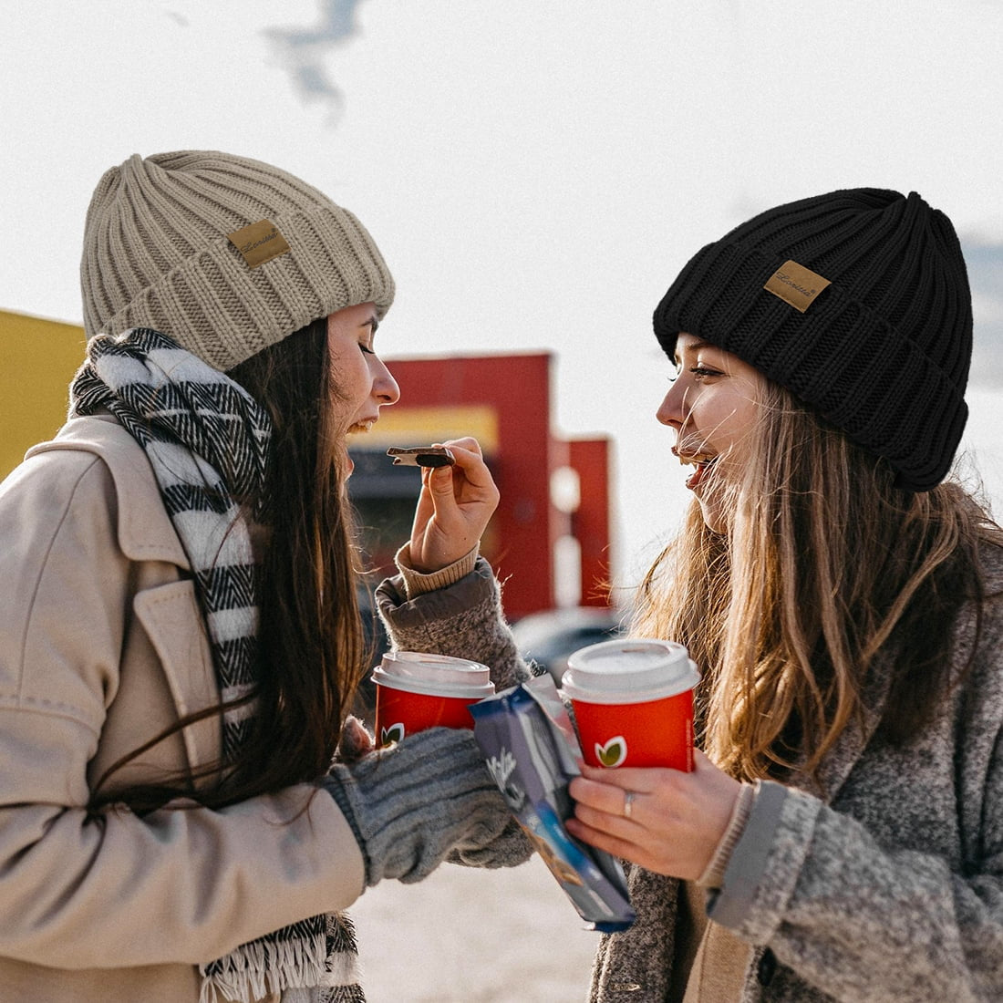 2 Pack Womens Hats Thick Fleece Winter Beanie Hats for Women