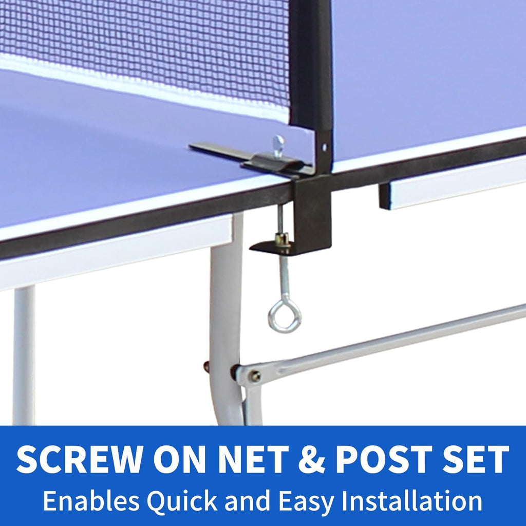 9FT Table Tennis Table, Foldable Ping Pong Table Set for Indoor Games, Portable Table Tennis Table with Net, 2 Table Tennis Paddles and 3 Balls