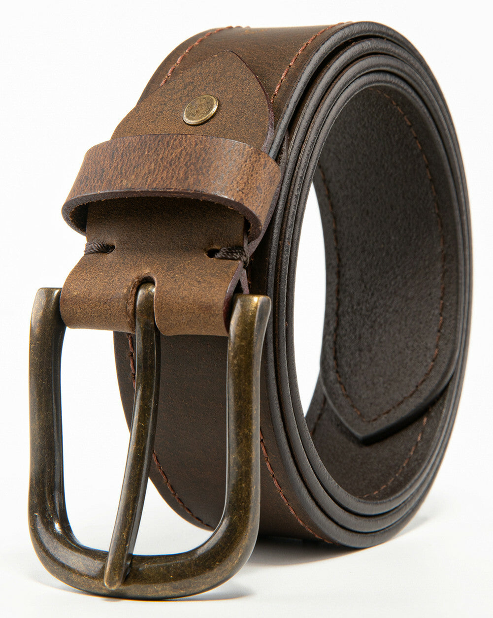 Men’S Top Grain Leather Belts Casual Jeans Solid Belts for Men 1.5Inch Width