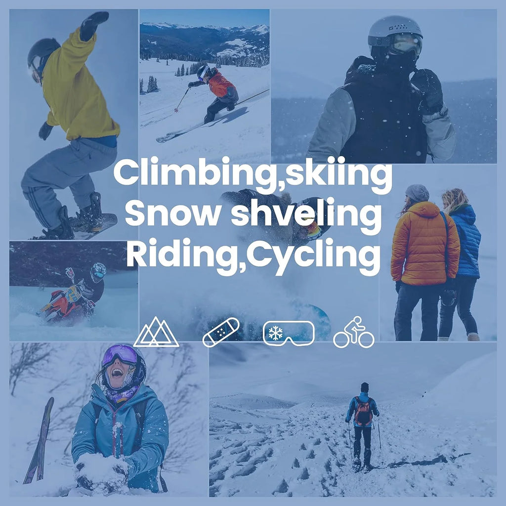 Winter Ski Mittens for Men & Women, 3M Thinsulate Touch Screen Snow Warm Ski Gloves for Adult, Waterproof Mittens for Cycling Skiing Shoveling Outdoor Sports, Grey, L