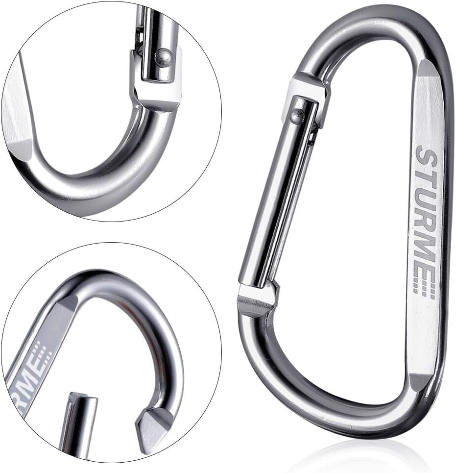 20Pcs 2.7" Carabiner Clip Durable Carabeaner Hooks Small Carabiner D Clip