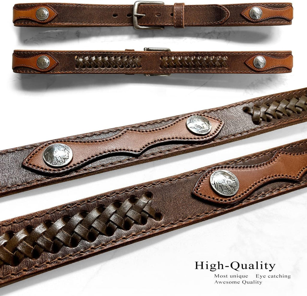 Western Cowboy Full Grain Leather Belt 1-1/2"(38Mm) Wide- Multiple Choices