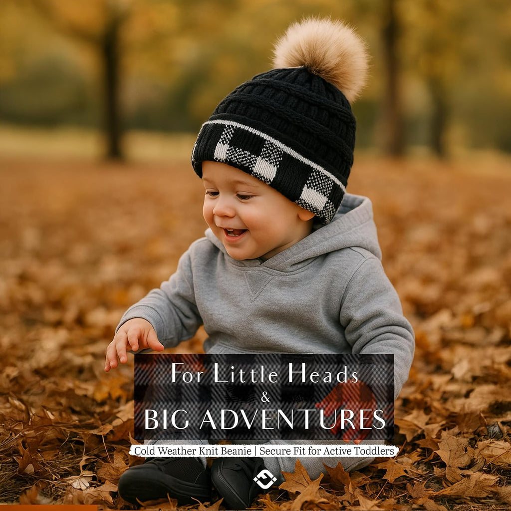 Toddler Pom Beanie – Kids Winter Hat for Ages 1–4, Baby Boy & Girl Knit Beanies, Warm Cozy Knit Snow Hats