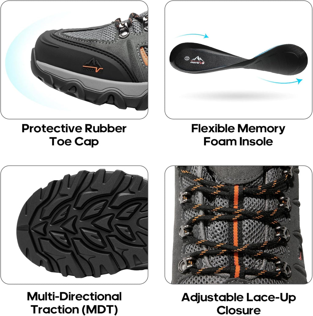 Men'S Waterproof Hiking Shoes Leather Low-Top Hiking Shoes for Outdoor Trailing Trekking Camping Walking Quest