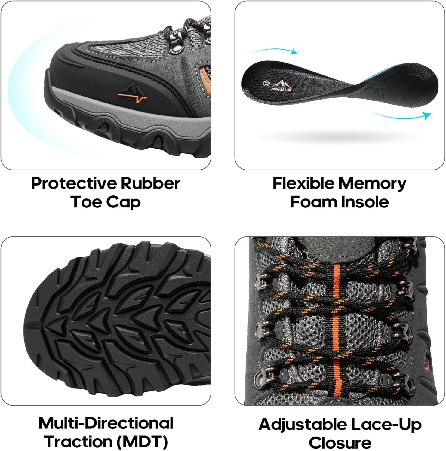 Men'S Waterproof Hiking Shoes Leather Low-Top Hiking Shoes for Outdoor Trailing Trekking Camping Walking Quest