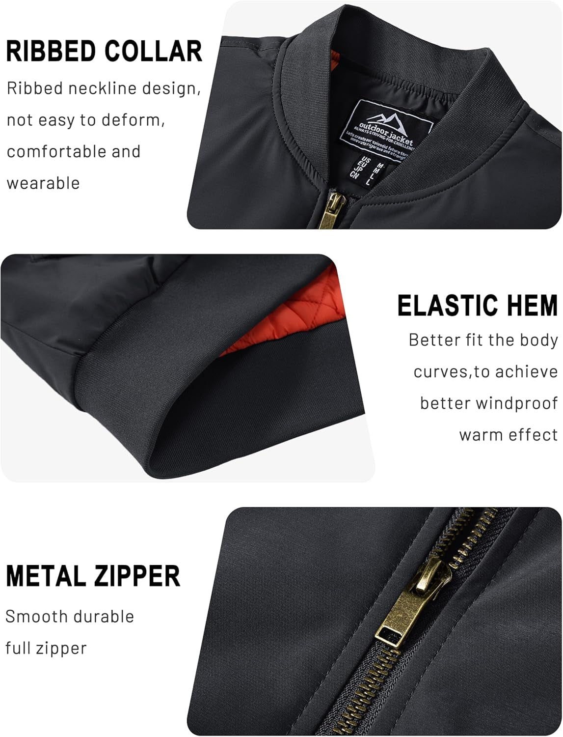 Men'S Jackets-Bomber Jacket Fall Winter Warm Windbreaker Full Zip Casual Padded Coats