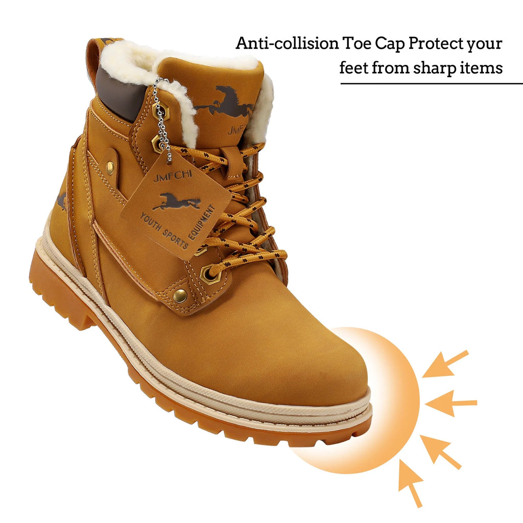 Boys Hiking Boots Kids Hiking Shoes Girls Outdoor Warm Winter Snow Boots Adventure Trekking Shoes Anti-Skid Sneakers Steel Buckle Durable Comfortable