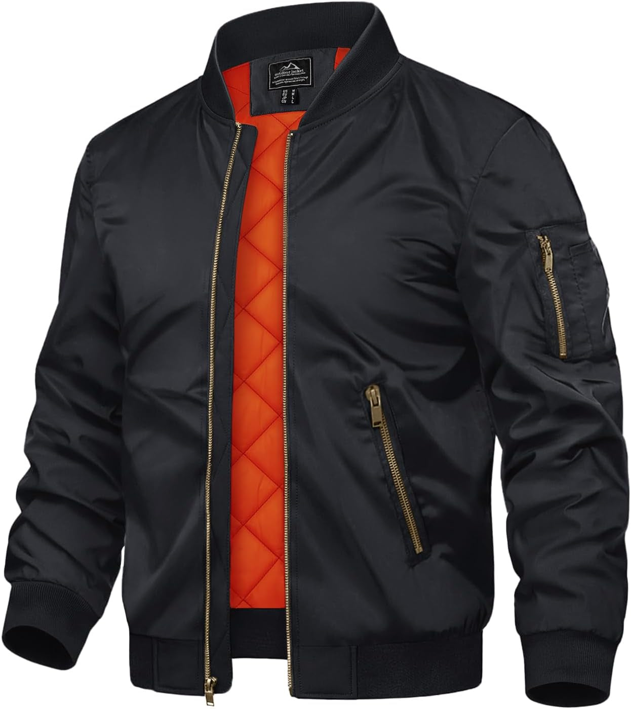 Men'S Jackets-Bomber Jacket Fall Winter Warm Windbreaker Full Zip Casual Padded Coats
