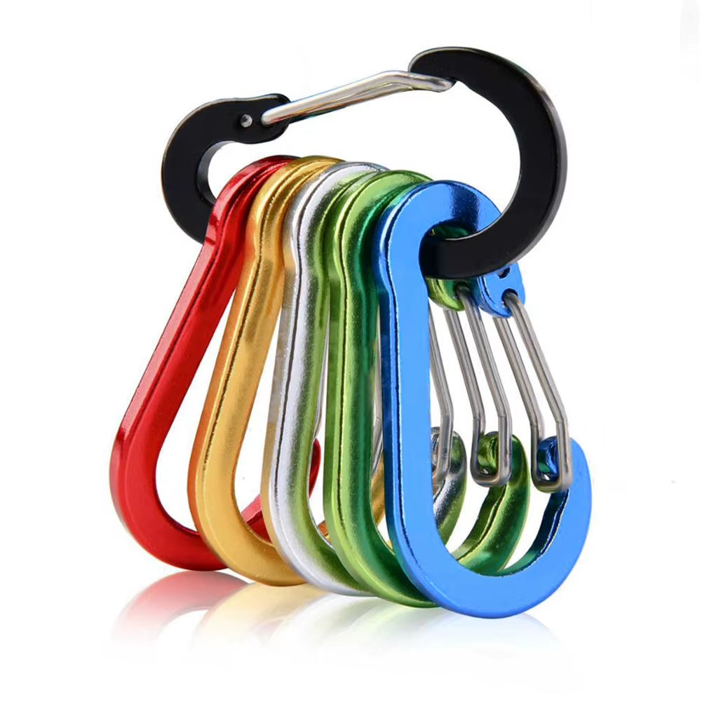 6Pcs Outdoor Carabiner Keychain D Shape Mini Carabiner Buckle Hook Multifunctional Hiking Backpacking Tools