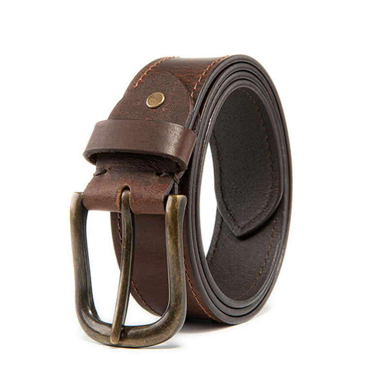 Men’S Top Grain Leather Belts Casual Jeans Solid Belts for Men 1.5Inch Width