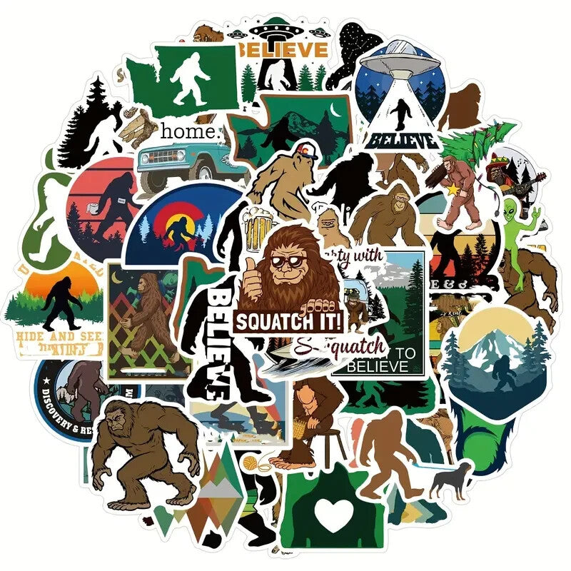 Assorted Bigfoot Sasquatch Sticker Pack - 20 Pcs - Decals for Laptops Phones
