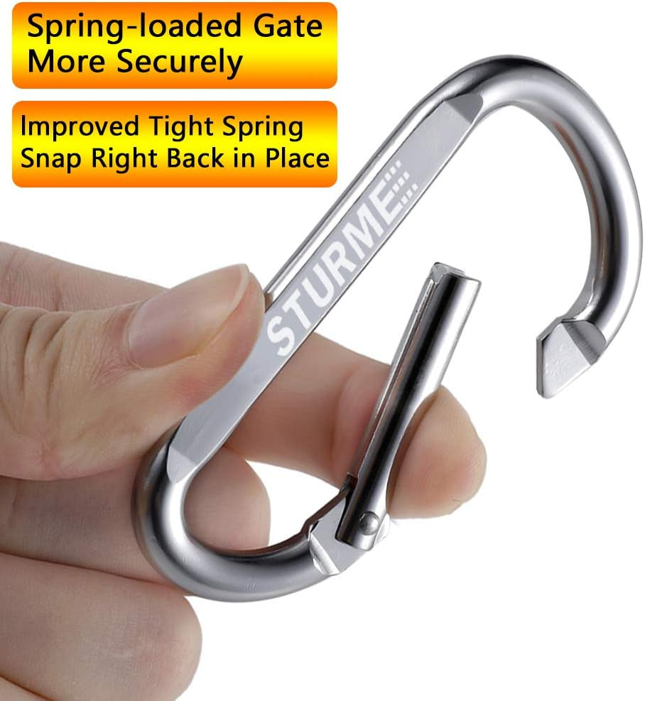 20Pcs 2.7" Carabiner Clip Durable Carabeaner Hooks Small Carabiner D Clip