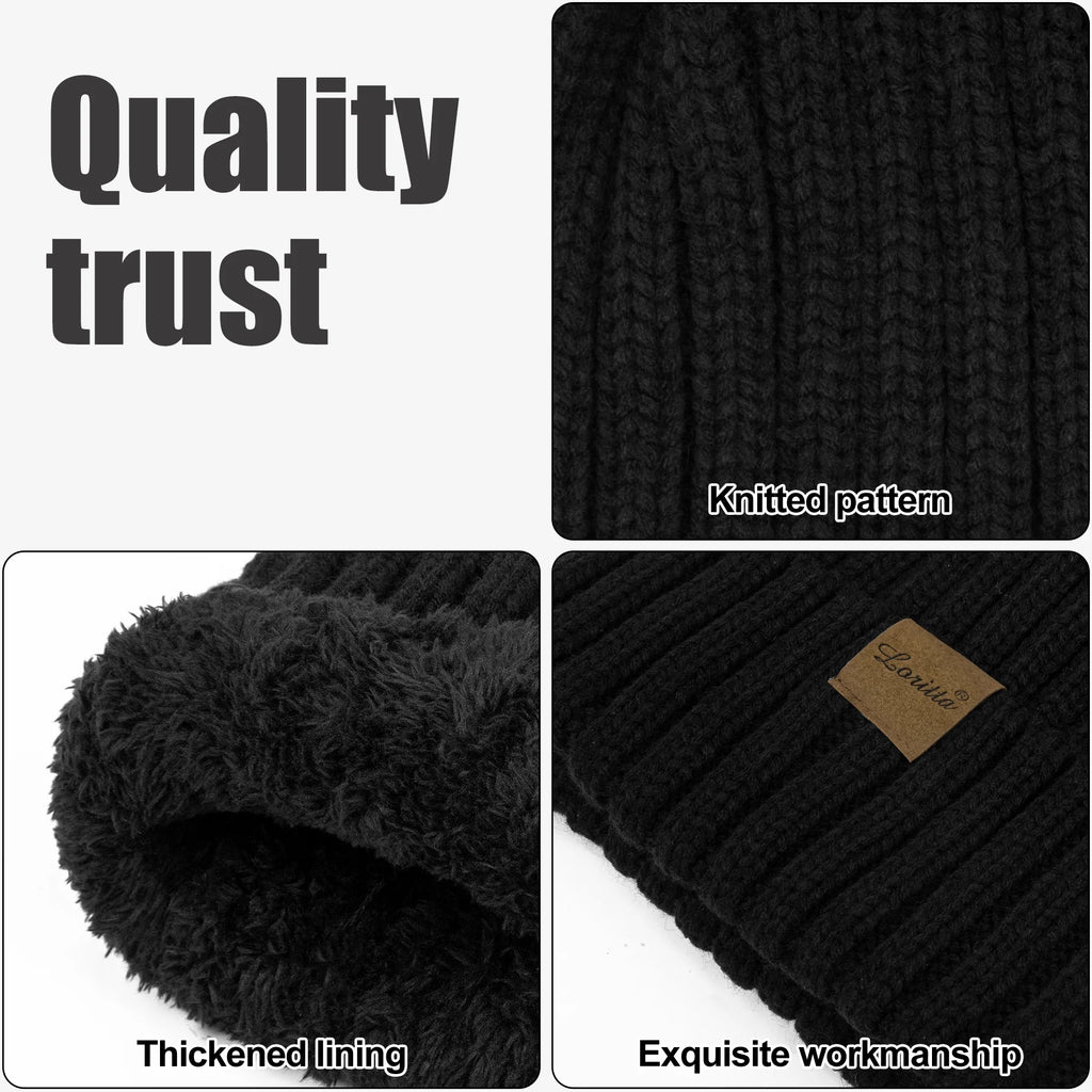 2 Pack Womens Hats Thick Fleece Winter Beanie Hats for Women