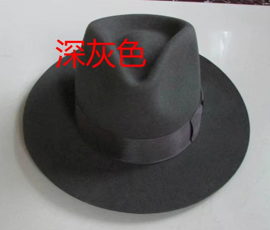 Wool Fedora Hat Unisex Felt Fedoras Hats Adult Fashion Trilby Hats Popular Headwear Wool Fedora Trilby Hats Man'S Cap B-8130