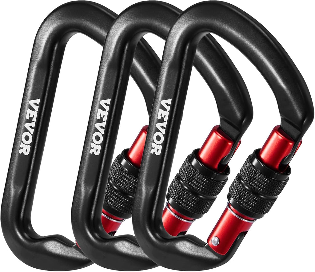 Climbing Carabiner Clips, 3 PCS Heavy Duty Carabiner, Professional 30Kn(6744Lbs)