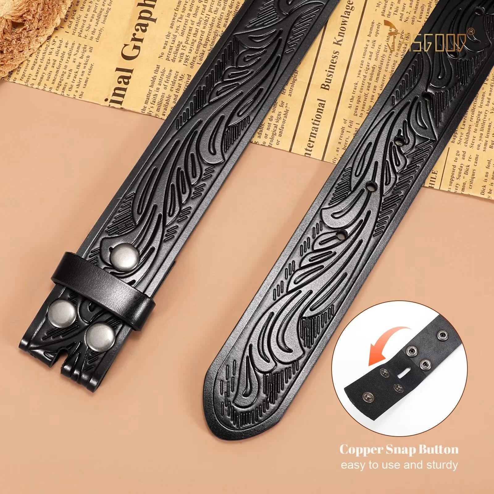 2 Pack Western Leather Belts for Men Woman without Buckle, Cowboy Cowgirl Belt Strap for Jeans Gift Belts