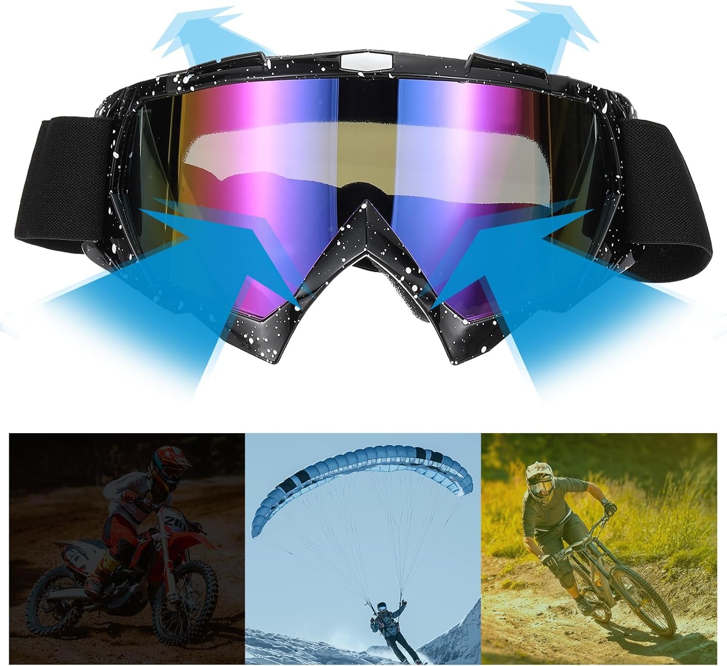 Dirt Bike Goggles Motorcycle Goggles ATV Goggles Ski Goggles Racing Helmet Goggles for Sky Diving Ski Riding