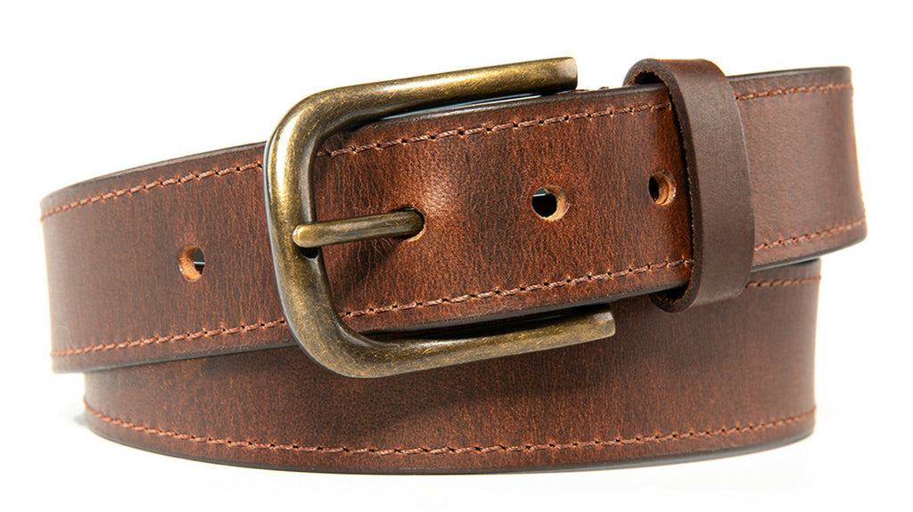Men’S Top Grain Leather Belts Casual Jeans Solid Belts for Men 1.5Inch Width