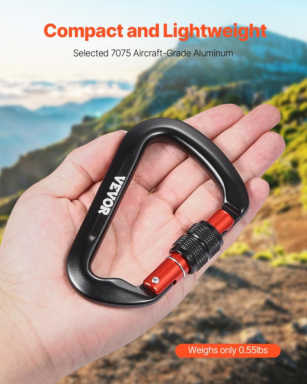 Climbing Carabiner Clips, 3 PCS Heavy Duty Carabiner, Professional 30Kn(6744Lbs)